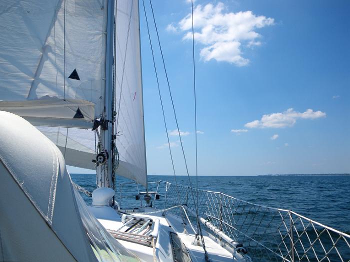 Weer op zee, richting west